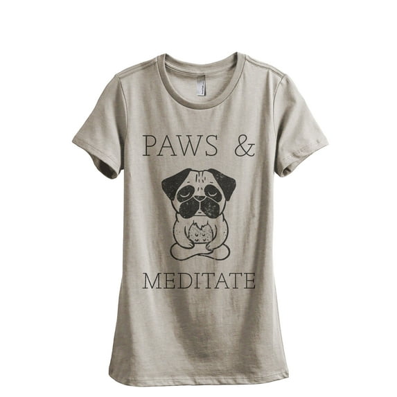 Paws And Meditate Women's Fashion Relaxed T-Shirt Tee Heather Tan Medium