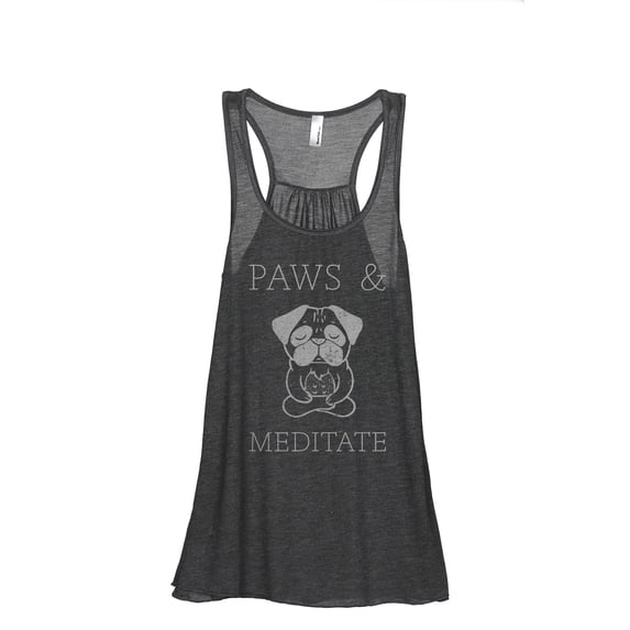 Paws And Meditate Women's Fashion Sleeveless Flowy Racerback Workout Yoga Tank Top Charcoal Grey Large