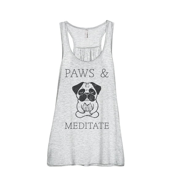 Paws And Meditate Women's Fashion Sleeveless Flowy Racerback Workout Yoga Tank Top Sport Grey Large