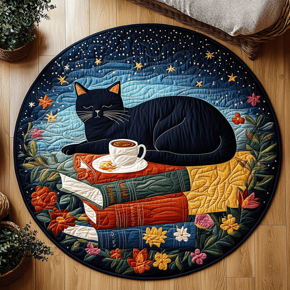 Paws And Whiskers Quilted Round Mat, 3D Optical Illusion Cat Rug, Paws And Whiskers Floor Mat, Cat Lover Gift, Indoor Outdoor Area Rug