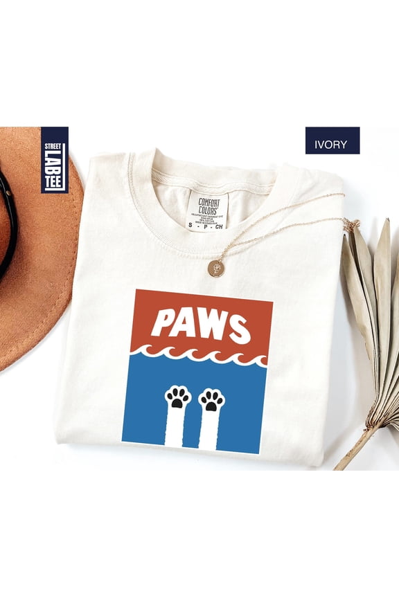Paws Cat TShirt Cat Shirt Kitten Shirt Movie Themed Cat Shirt Gift For Cat Lover Cat Jaws