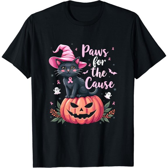 Paws Cause Pumpkin Ribbon Graphic T-Shirt