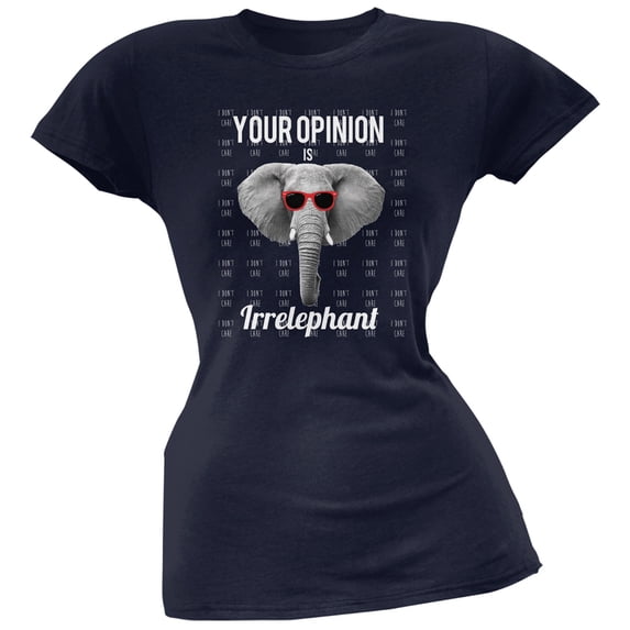 Paws - Elephant Your Opinion is Irrelephant Navy Soft Juniors T-Shirt - X-Large