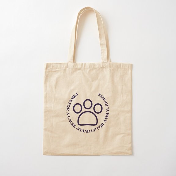 Paws For A Cause Stand Up For Animal Rights White Paw Canvas Tote Bags, Reusable Shopping Bag