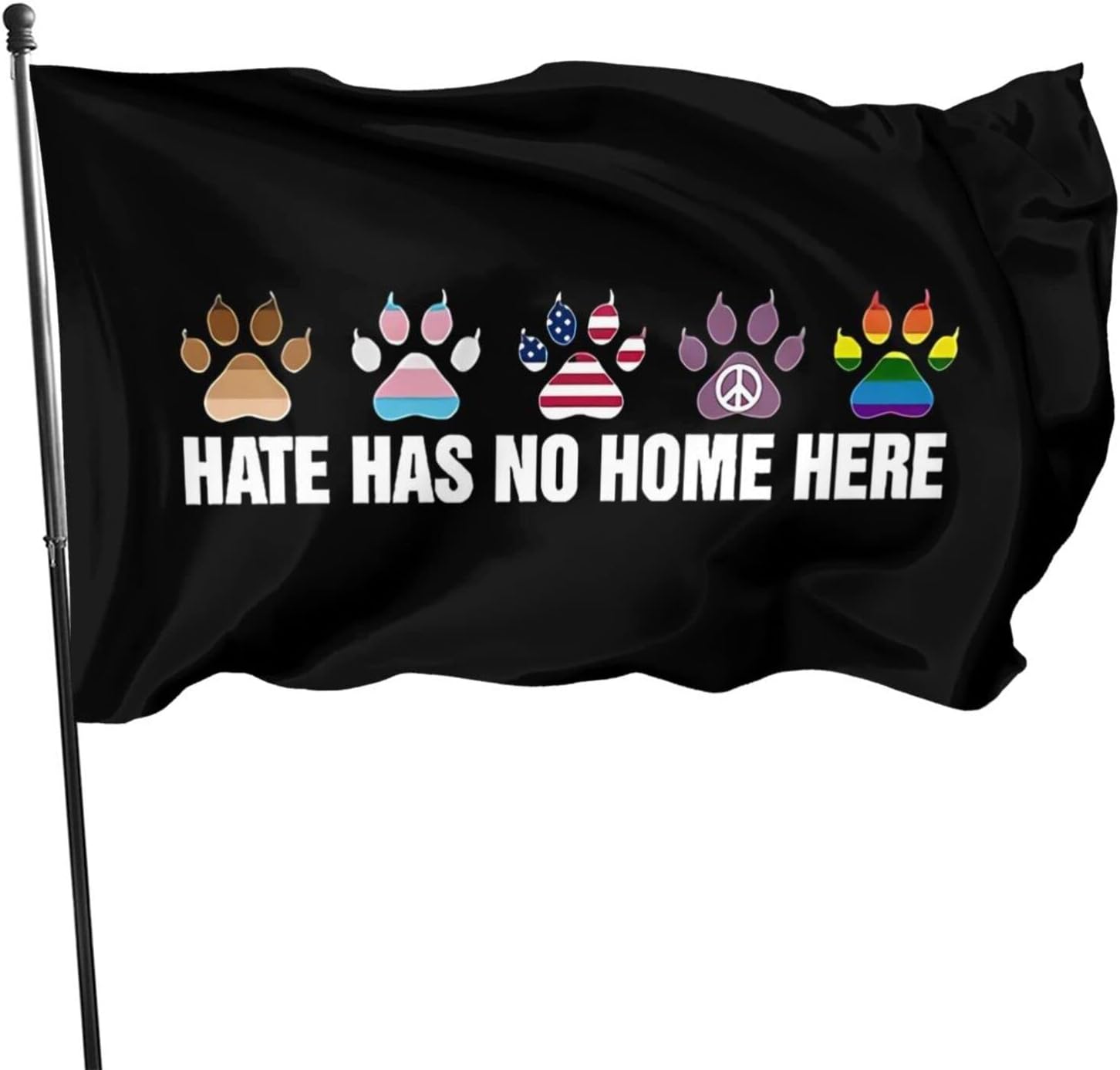 "Hate Has No Home Here" American Flag Heart Decal - 5.5" X 4" Vinyl Die-Cut Sticker For Car, Laptop, Window