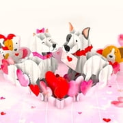 Puppies in Love 3D Pop Up Greeting Card for Birthday, Travel Gift, Handmade Laser Cut Greeting Card for all Occasions, Congratulations, Birthday, Thank you, Baby, Anniversary