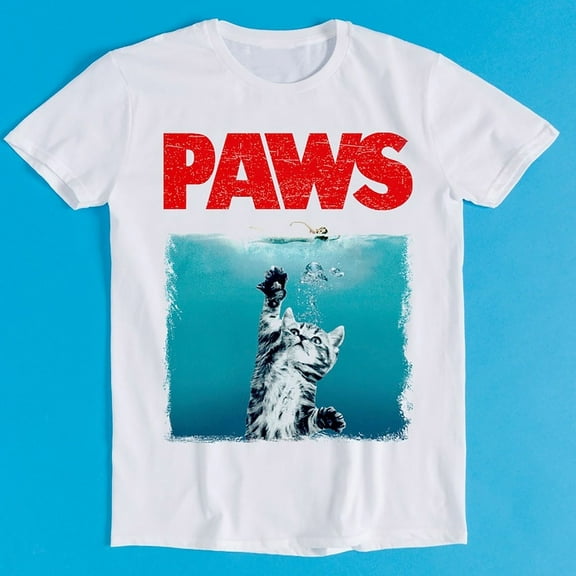 Paws Jaws Cat Fun Funshirt Funny Kitten Kitty Katze Weiße Hai Meme Funny Style Unisex Gamer