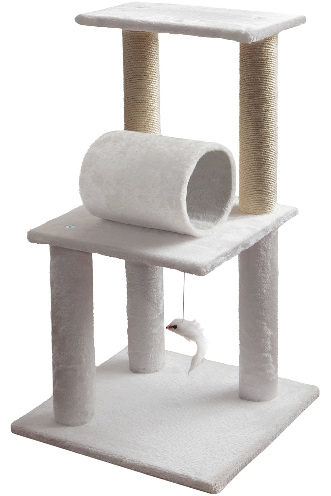 Paws Pals Cat Tree Climb Tower Cave Condo Scratching Post Small White