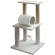 Paws & Pals Cat Tree Climb Tower Cave Condo Scratching Post (Small) (White)