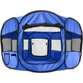 thumbnail image 1 of Paws & Pals Dog Playpen Soft-Sided Mesh Portable Foldable Octagon - Blue, 1 of 4