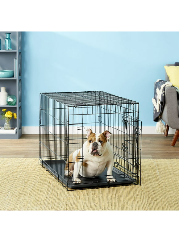 Paws & Pals Heavy Duty Foldable Double Door Dog Crate with Removable Tray (36-inch) (Medium)