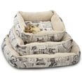 thumbnail image 1 of Paws & Pals Pet Bed for Cat and Dog Crate Pad Deluxe Premium Bedding with Cozy Inner Cushion Durable Model  1800's Newspaper Design (Medium  24"x20"x5.5" Inches), 1 of 2