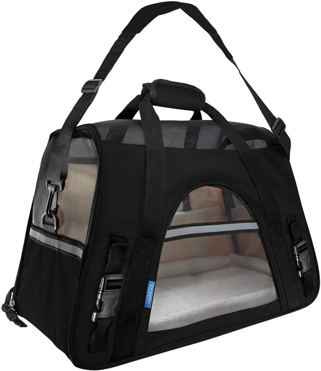 Paws & Pals Pet Carrier Airline Approved Soft-Sided Dogs Cats Kitten Puppy Carrying Bag (Black)(Large) - image 1 of 12