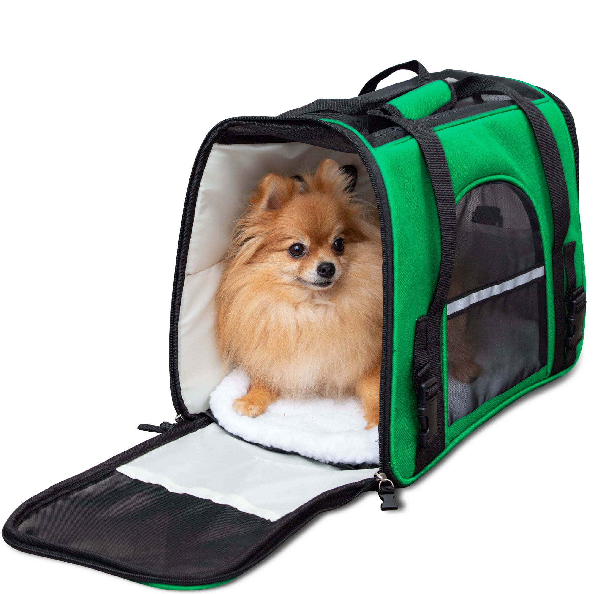 PawHut 39 Portable Soft-Sided Pet Cat Carrier with Divider, Two  Compartments, Soft Cushions, & Storage Bag, Brown