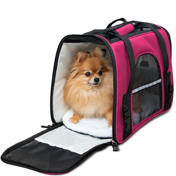 Paws & Pals Pet Carrier Airline Approved Soft-Sided Dogs Cats Kitten Puppy Carrying Bag (Hot Pink)(Small)