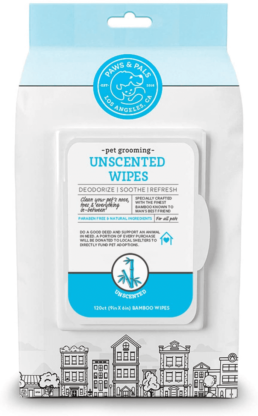 Paws Pals Pet Cleansing Wipes for Dogs and Cats Unscented Eco