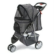 Paws & Pals Pet Stroller 3 Wheeler Elite Jogger Cat Dog Easy Walk Folding Travel Carrier (Plaid Blue)