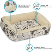 Paws & Pals Slumber Mat Plush Fleece Cushion Pet Bed 1800's Newspaper Design(Large 29"x30"x5.5 inches)