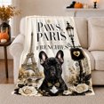 thumbnail image 1 of Paws Paris Frenchies French Bulldog Bowtie, Cozy Pet Portrait Pattern, Warm Flannel Blanket for Living Room and Bedroom, Dog Lovers Valentine's Day Gift, Pet Lover Home Decor, 1 of 9