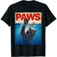 thumbnail image 1 of Paws Parody Black Cat Chasing a Cute Scared Mouse Top Kitten T-Shirt, 1 of 5