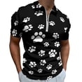 thumbnail image 1 of Paws Pattern Men Zipper T-shirt Summer Casual Short Sleeve T-shirt Top, 1 of 7