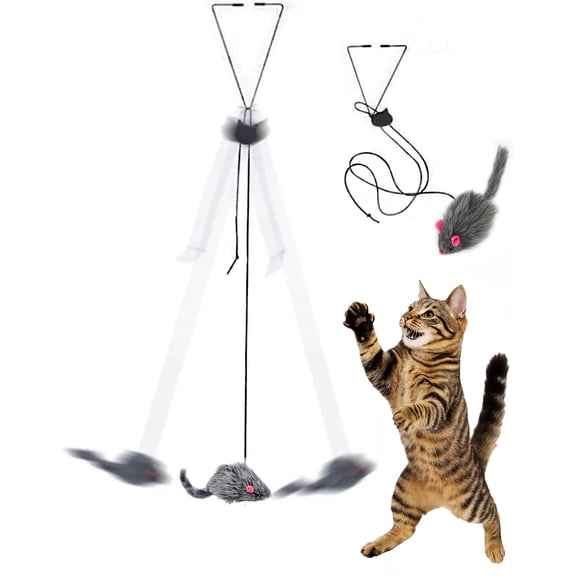Paws Power Hanging Door Cat Mouse Toy Interactive Indoor Play Exercise