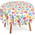 thumbnail image 1 of Paws Print Round Tablecloth 60" Diameter for Indoor and Outdoor,Dog Cat Paw Waterproof Table Cloth Cover Decorative for Party Holiday Dinning Tabletop Home Décor, 1 of 6