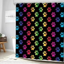 Paws Print Shower Curtain Colorful Cute Dogs Cat Pet Paw Abstract Animal Footprint Pattern Modern Bathroom Decor Set Fabric With Hooks 54"W x 72"L