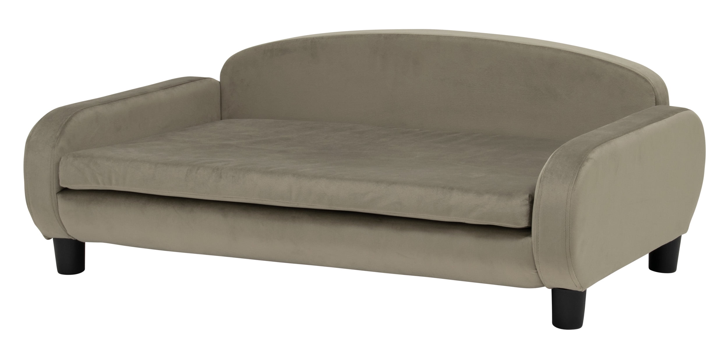Large Espresso and Ash Velvet Pet Sofa Bed with Removable Cover