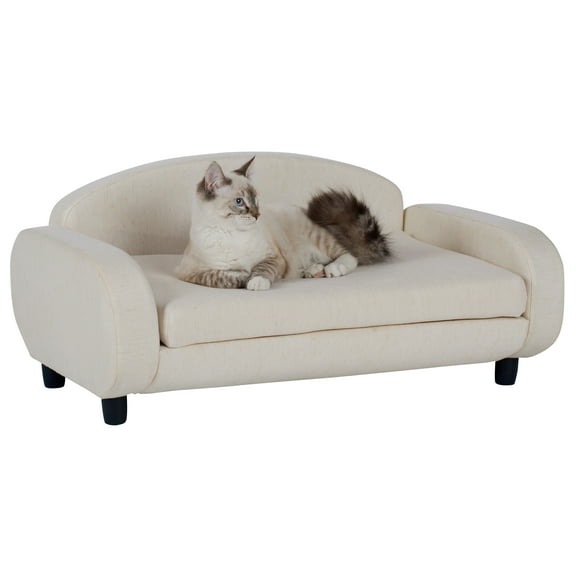 Paws & Purrs Modern Pet Sofa Bed – 31.5" Wide Low-Back Lounger for Dogs & Cats – Removable Washable Mattress Cover, Espresso / Oatmeal
