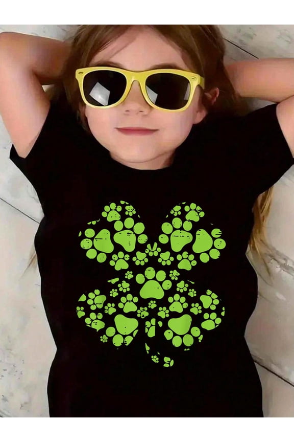 Paws Shamrock Clover St Patrick Day Dog Cat Lover Owner Gift Kids T-Shirt Graphic T-shirts for boys and girls