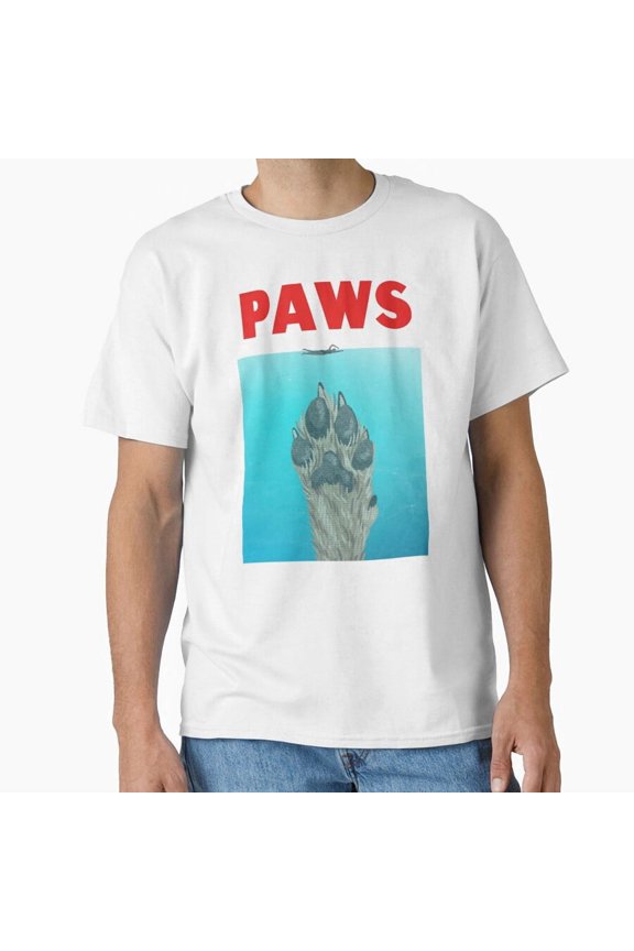 Paws Shark Attack Parody Funny Cat Ocean Thriller Monster T-Shirt