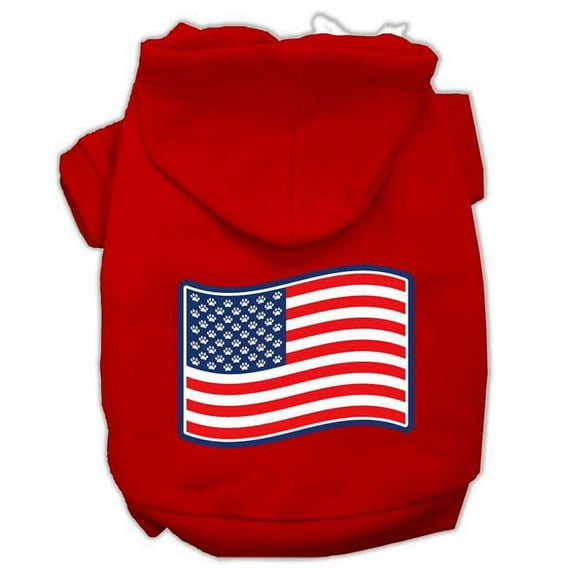 Paws & Stripes Screen Print Pet Hoodies, Red - Extra Small