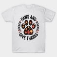 thumbnail image 1 of Paws and Give Thanks Dog Paw Floral Thanksgiving Graphic G1419 Unisex T-Shirt, Up to Size 5XL, 1 of 2
