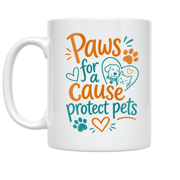 Paws for a Cause Protect Pets - Animal Welfare Advocate - 11 oz Ceramic Coffee Mug