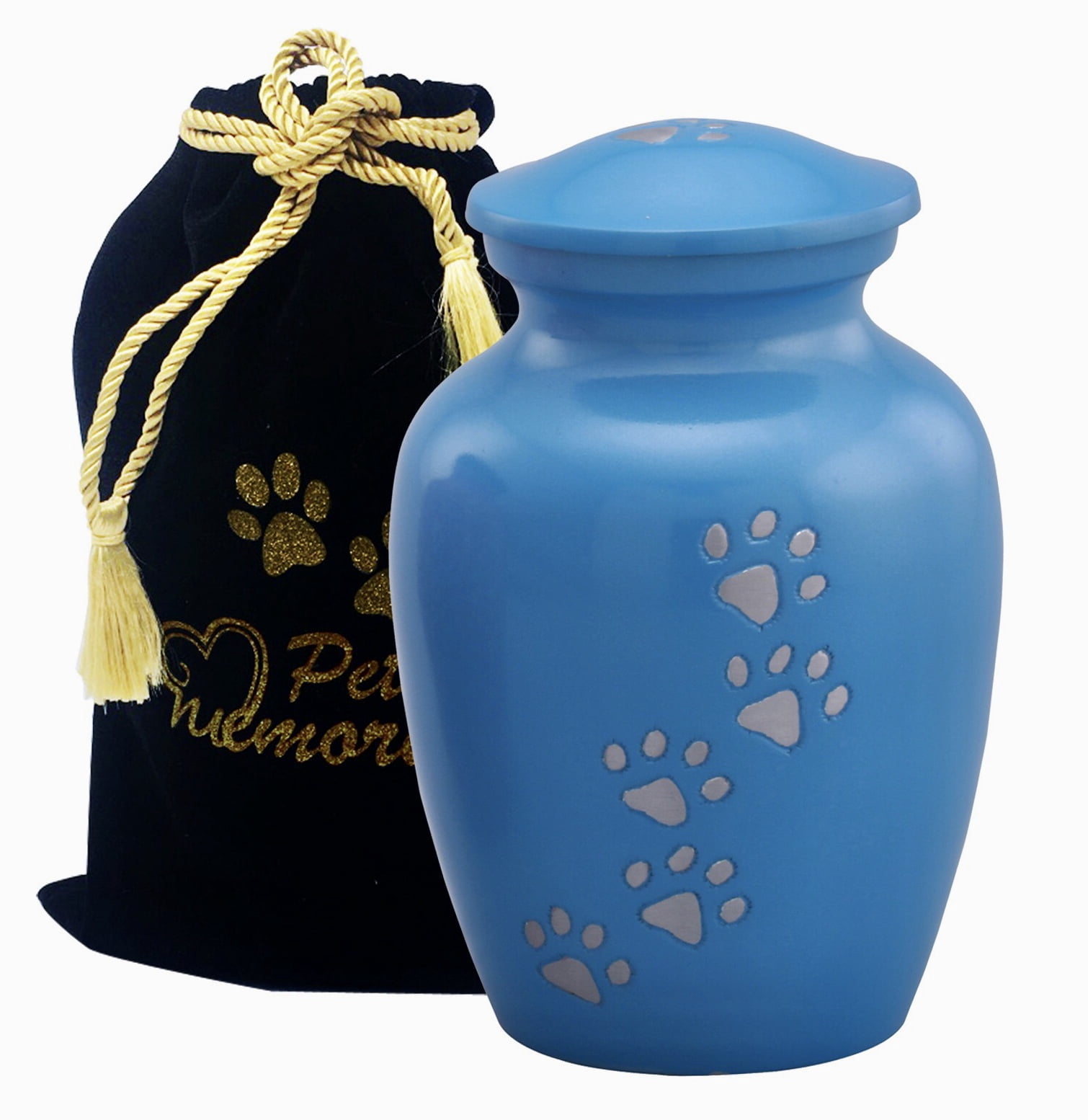 Paws to Heaven Flat Top Pet Urn - Paw Print Urn Urn - Pet Cremation Urn with Free Paw Print Bag