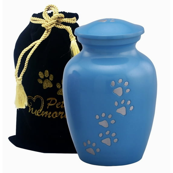 Paws to Heaven Flat Top Pet Urn - Paw Print Urn Urn - Pet Cremation Urn with Free Paw Print Bag
