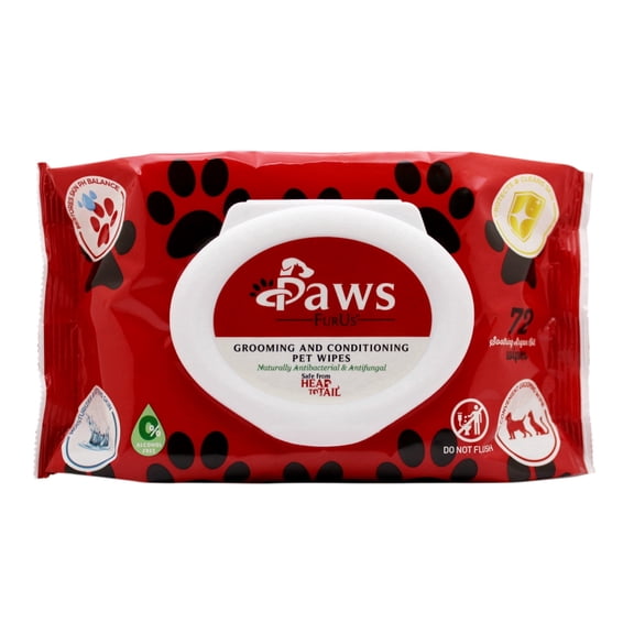 PawsFurUs All-Natural Pet Wipes - Total Care for Dogs & Cats - Deodorizing, Cleansing, Moisturizing (72ct)