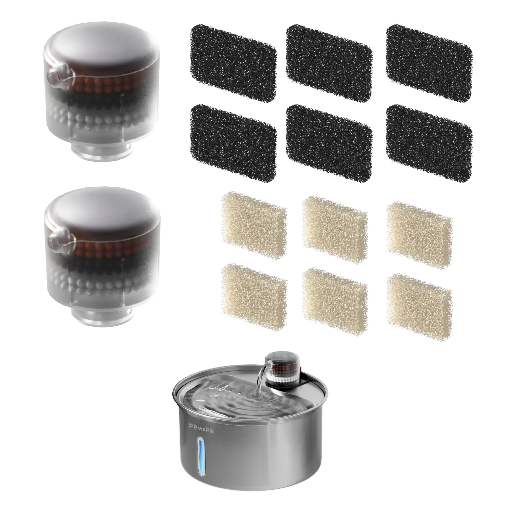 PawsPik PureFlow MAX Curve Dog & Cat Water Fountain Replacement Filters ...