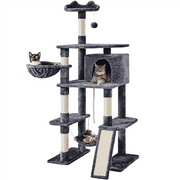 SMILEMART Pawscoo 70" Cat Tree with Condo and Scratching Post Tower, Dark Gray