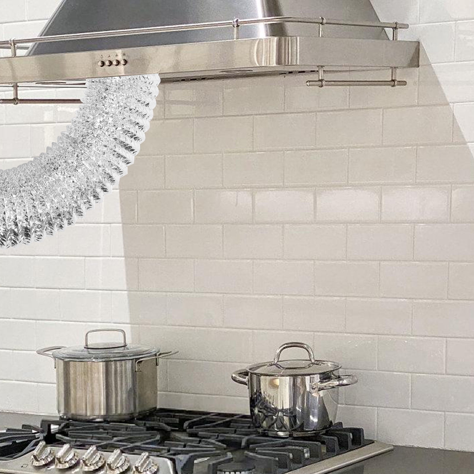 Pawsdot 1 Pc Aluminum Foil Duct Hose for Air Intake and Exhaust Vent in Kitchens Silver