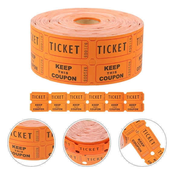 Pawsdot 1 Roll Orange Tickets Paper Raffle Ticket Labels for Celebrations