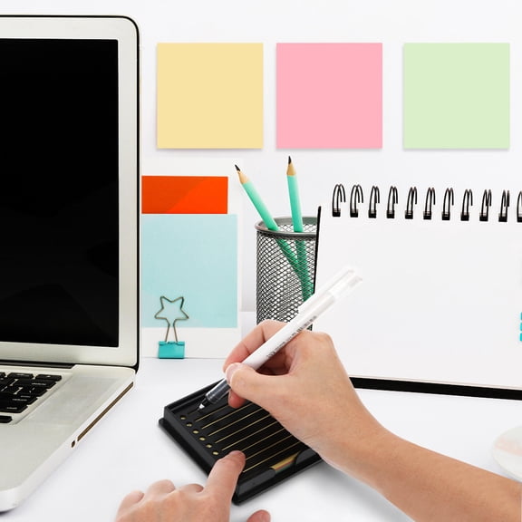 Pawsdot 1Set Black Memo Note Organizer with Template and Sticky Papers for Office Desk