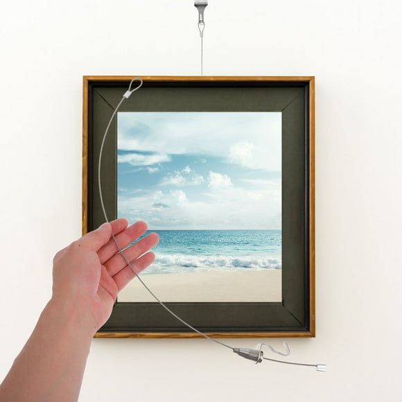 Pawsdot 10Sets Picture Rail Hanging System Silver Wire Hooks for Home and Office Use