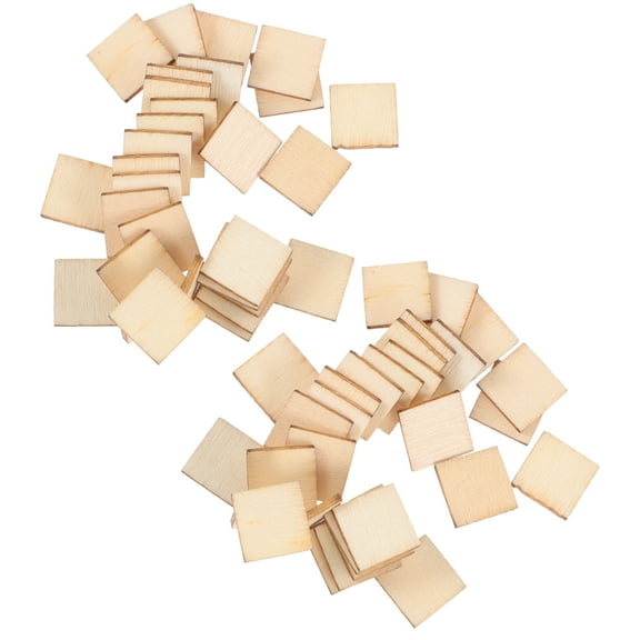 Pawsdot 100 Pcs Polystyrene Shapes Crafts Square Wood Slices Beige for Weddings and