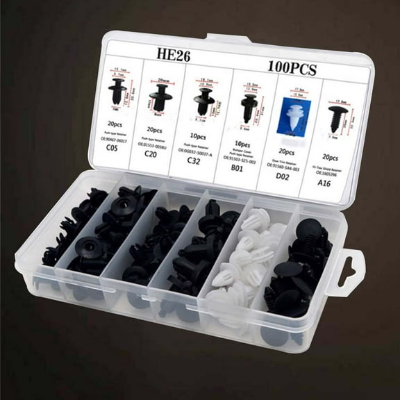 Pawsdot 100Pcs Automotive Push Pins Assorted Color Heavy Duty Nylon Fasteners for Car Trim Panels