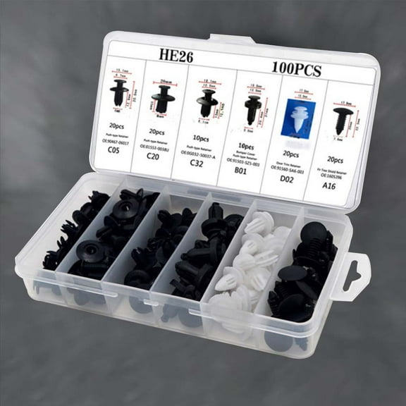 Pawsdot 100Pcs Car Push Pins Nylon Assorted Colors Fasteners for Trim Panel Bumper and Engine Shields