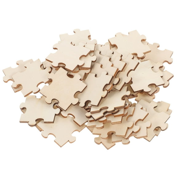 Pawsdot 100pcs Small Blank Puzzle Pieces Wood Khaki Shape for Weddings