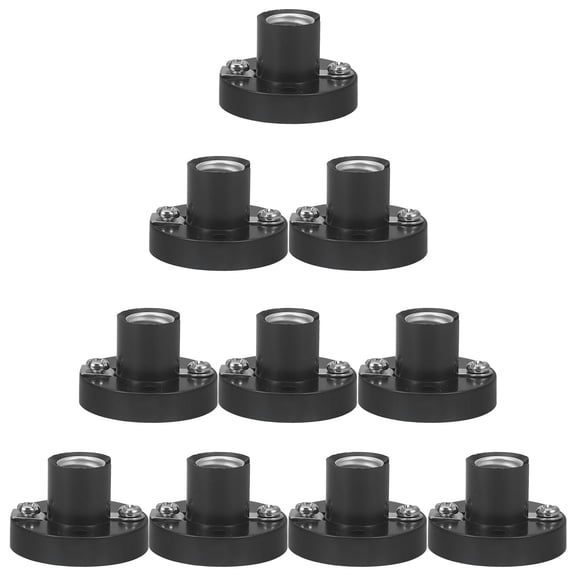 Pawsdot E10 Light Bulb Socket Holder Black Plastic for Home Indoor Outdoor Use 10Pcs