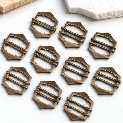 Pawsdot 10Pcs Vest Buckle Sewing Notion Brass Metal Strap Adjusters Golden Style